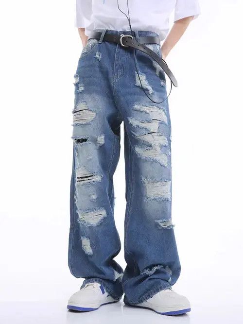 Japanese Brand Aikawa x Iriki Vintage high street ripped loose jeans Size US 32 / EU 48 - 6 Thumbnail