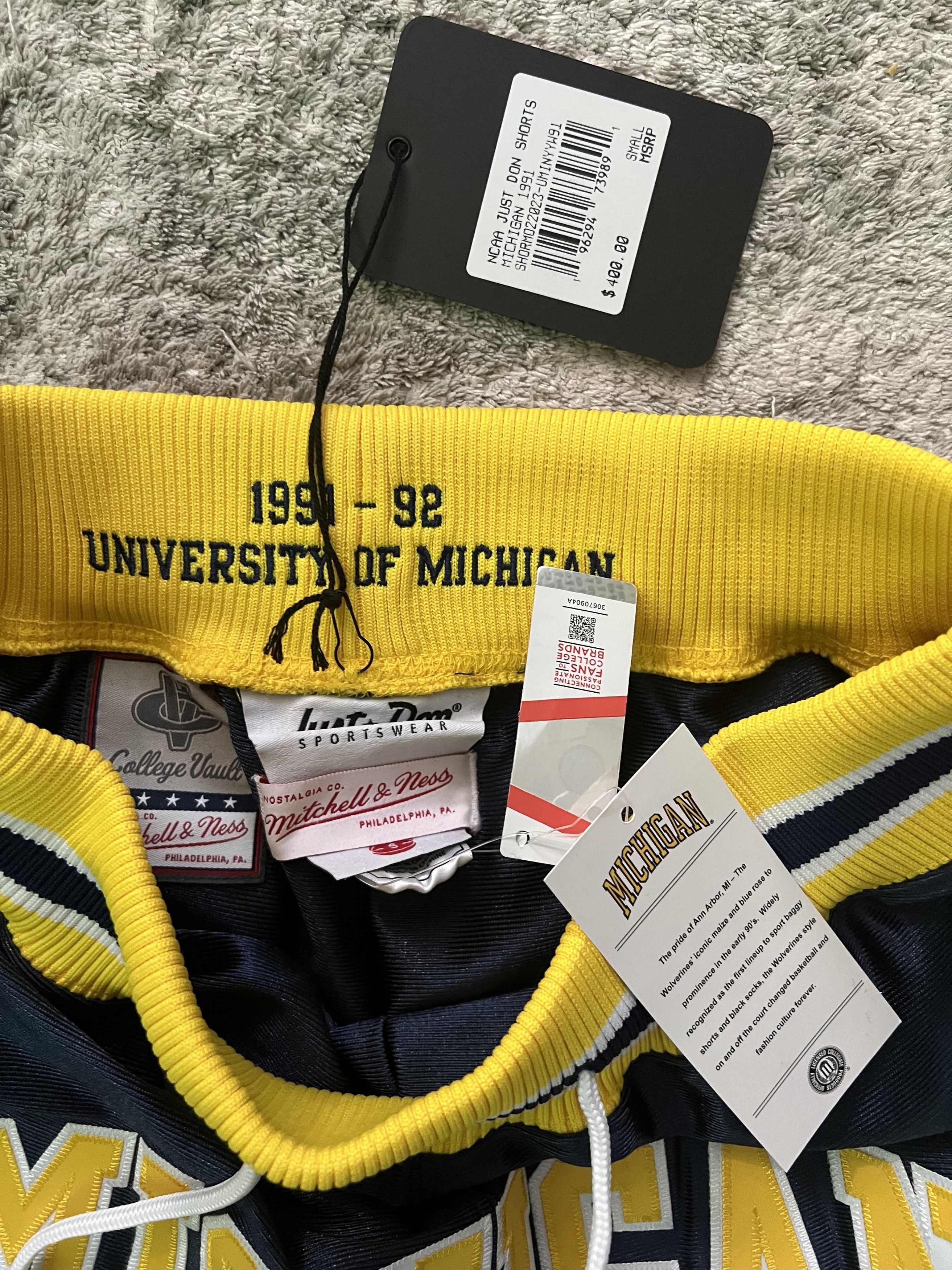 Just Don × Mitchell & Ness Michigan Wolverines 1991 NCAA Shorts Just Don New w/ Tags Size US 30 / EU 46 - 12 Thumbnail