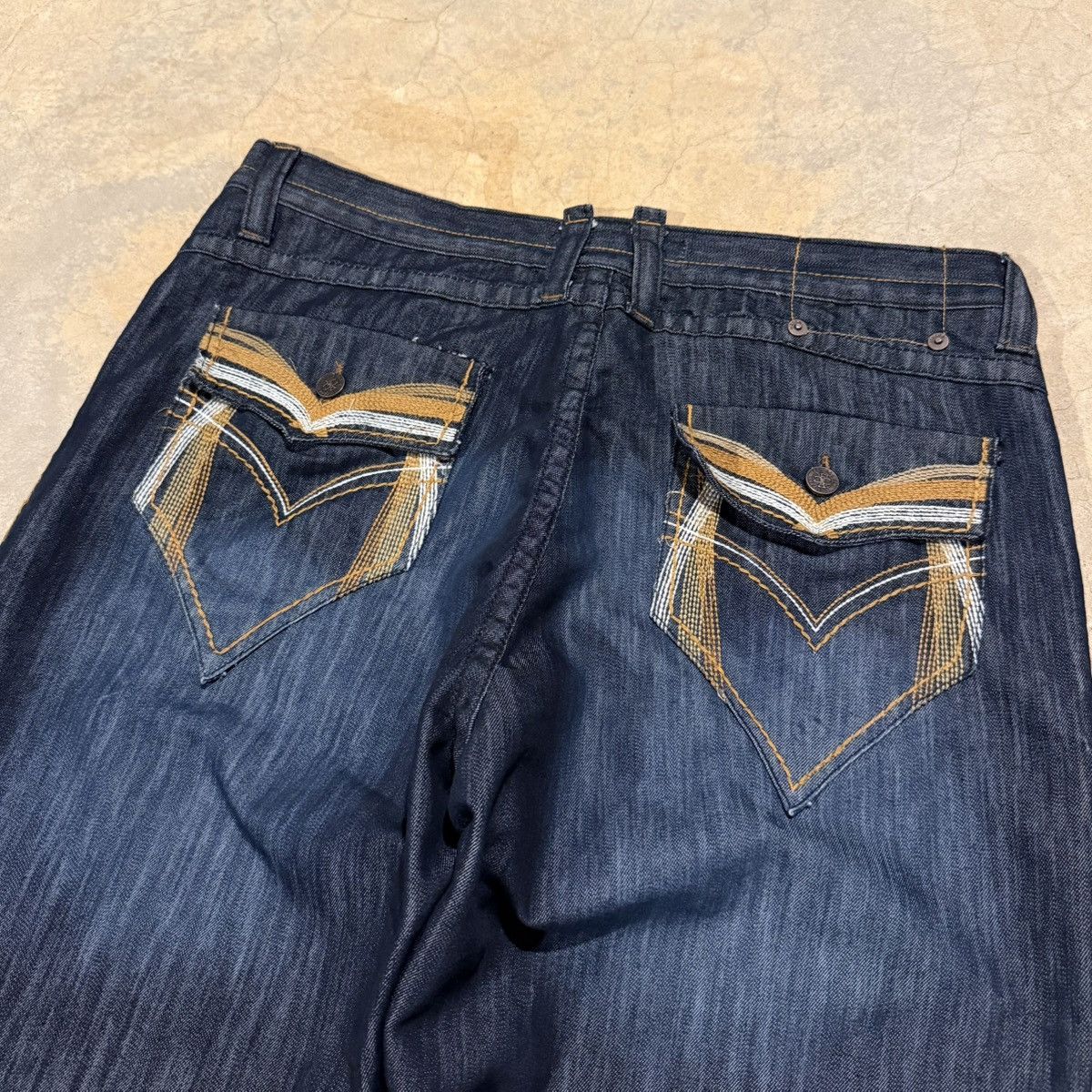 Mecca Vintage 2000s Mecca Faded Embroidered Baggy Jeans Y2K Grunge Size US 41 - 3 Thumbnail