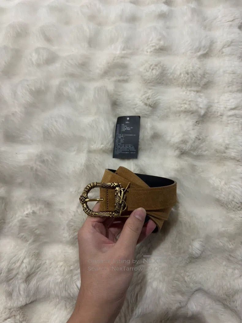 Saint Laurent Paris Saint Laurent Paris size 80 Golden Embossed Logo Belt Size ONE SIZE - 2 Thumbnail