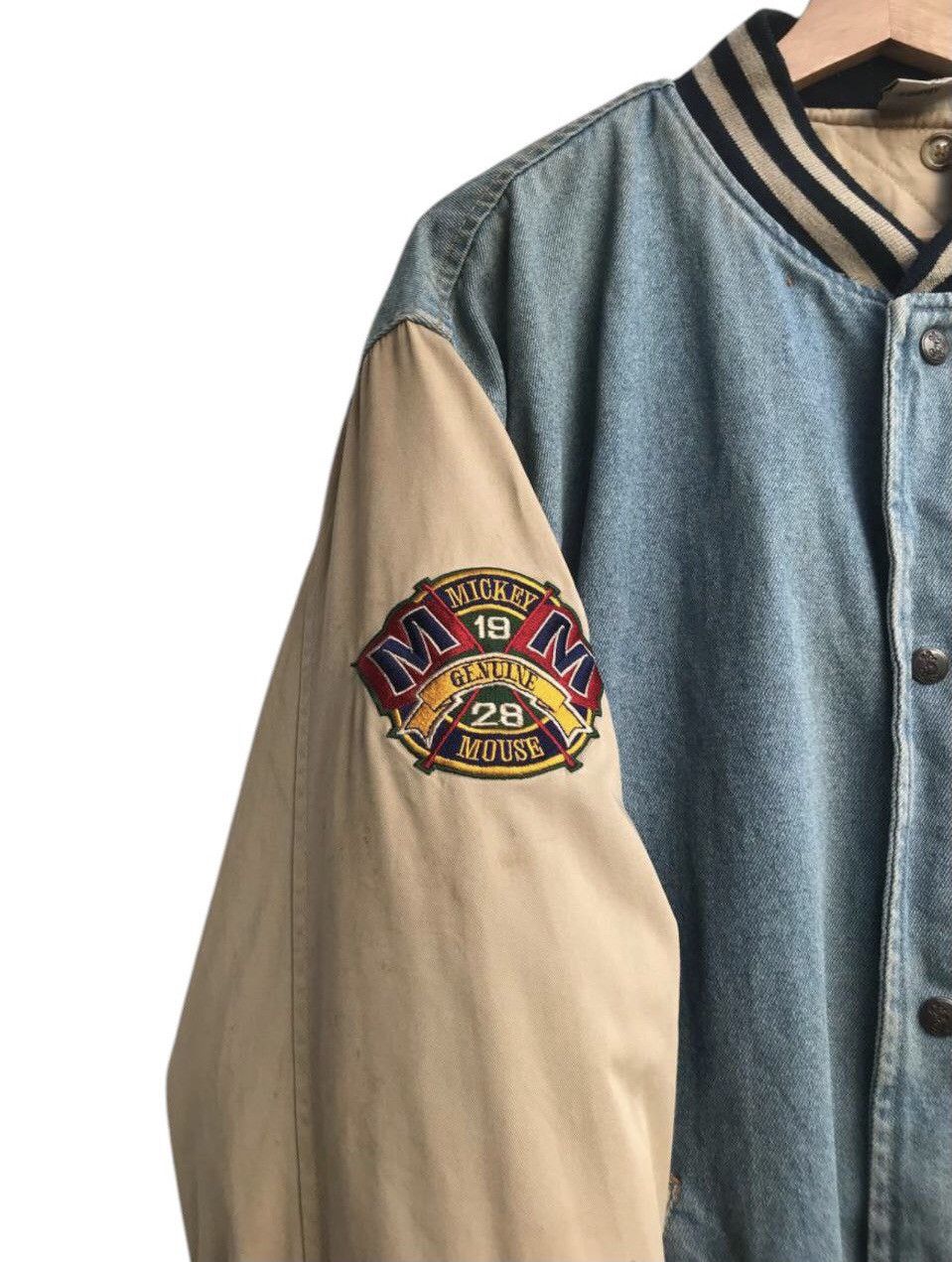 Disney Rare🔥Vintage 90s Mickey Mouse Varsity Denim Jacket Oversize Size US L / EU 52-54 / 3 - 6 Thumbnail