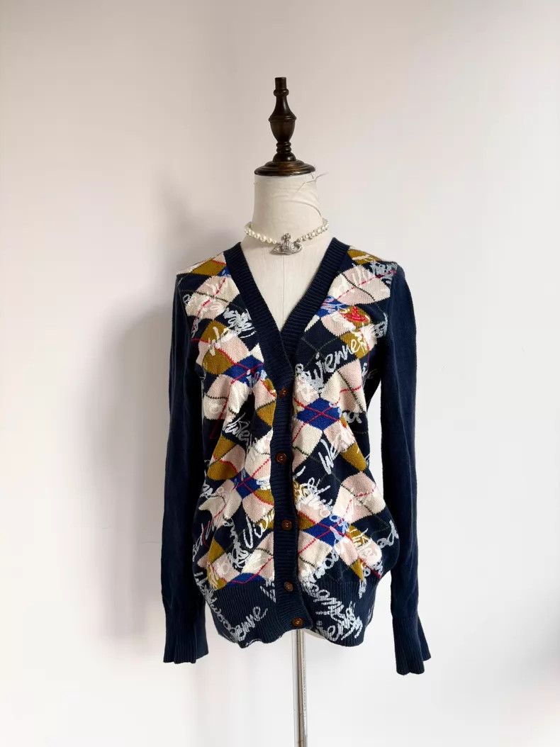 Vivienne Westwood Vivienne Westwood Gray Argyle Knit Cardigan Size US S / EU 44-46 / 1 - 1 Thumbnail