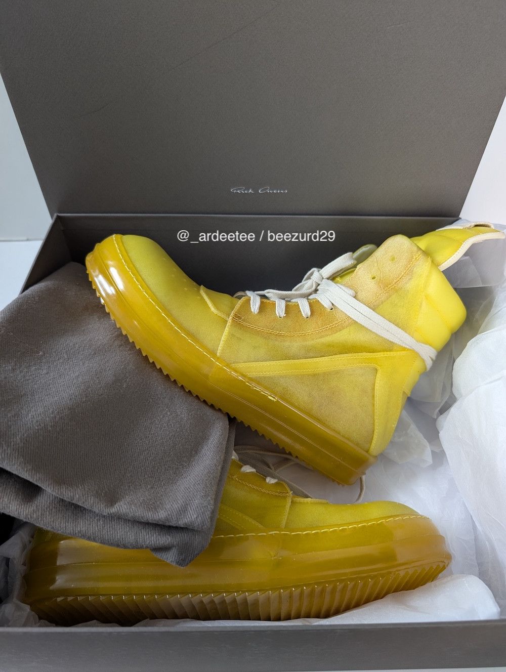 Rick Owens *NEW* APPARITION SEMI-TRANSPARENT LEATHER GEOBASKET SNEAKERS Size US 9 / EU 42 - 4 Thumbnail