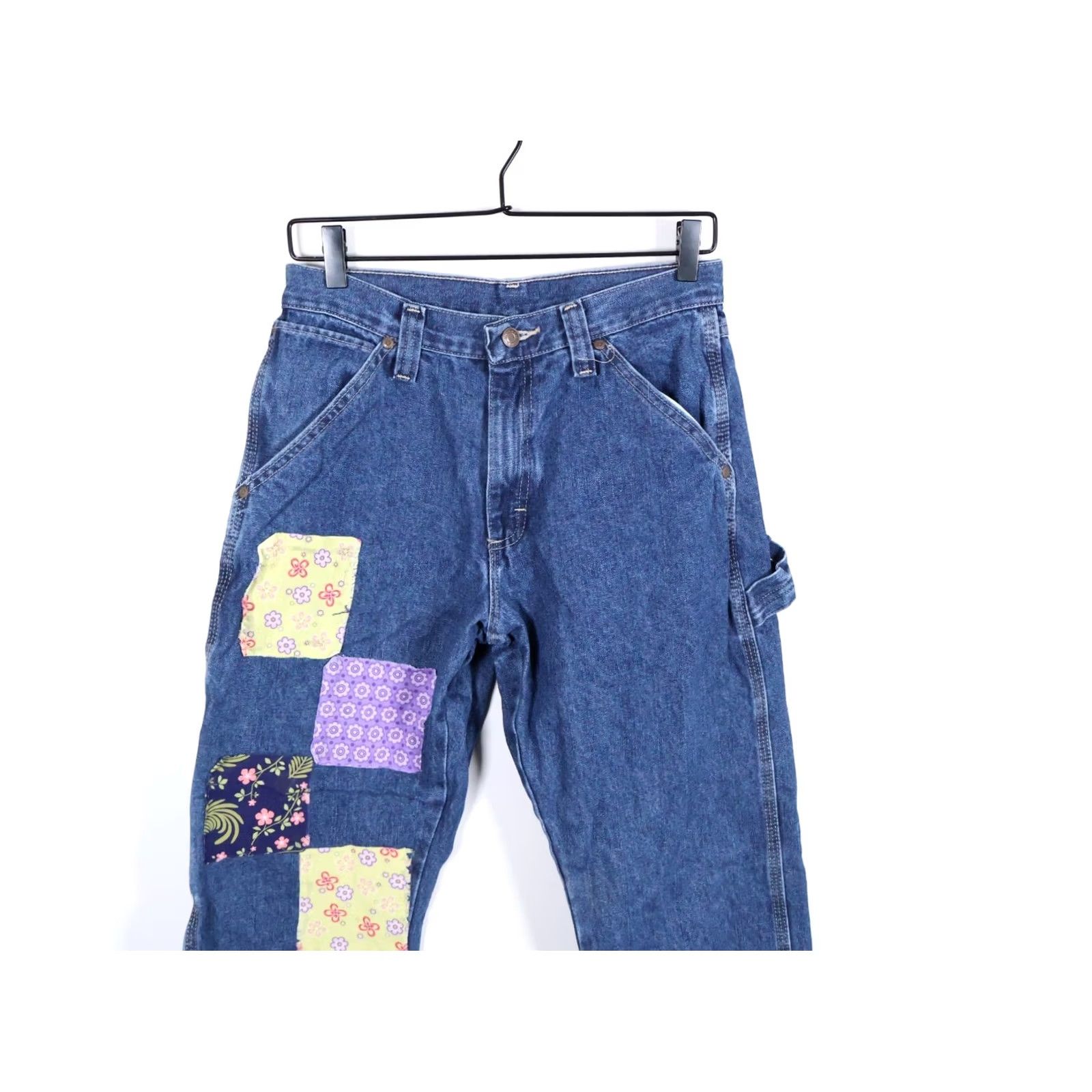 Wrangler VINTAGE Wrangler Patchwork Jeans Women's 28 x 28 Blue Carpenter Boho Hippie Patchwork 5-Pocket Denim Jeans Womens Regular Inseam 28 Royal Blue Size 28" / US 6 / IT 42 - 4 Thumbnail