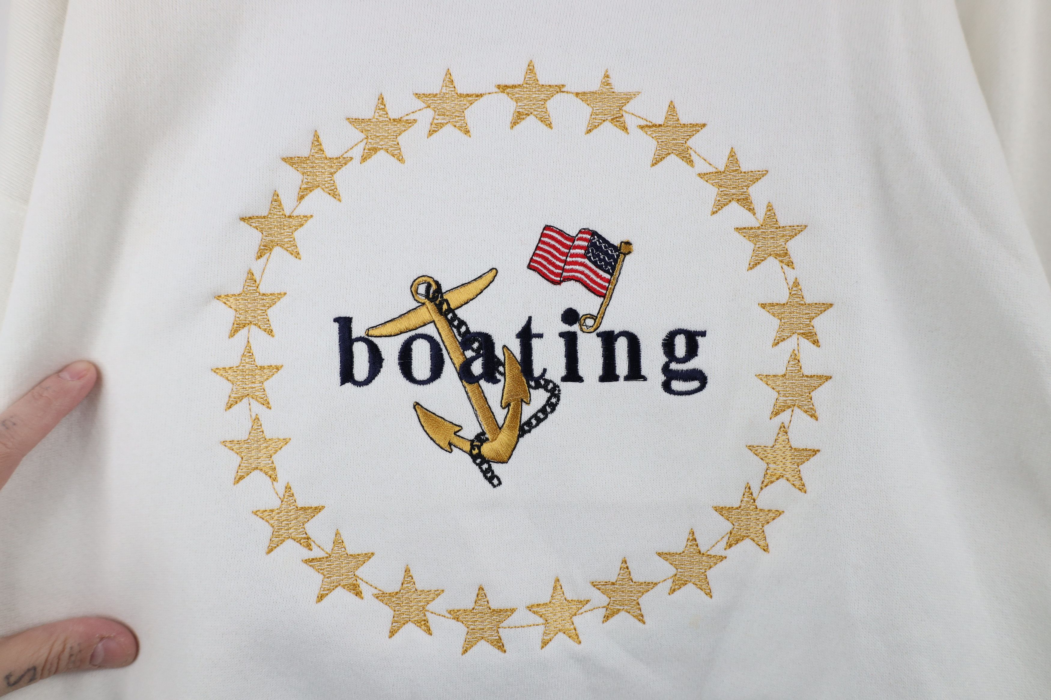 Vintage Vintage 90s Streetwear Boating Anchor Flag Sweatshirt White Size US XXL / EU 58 / 5 - 4 Thumbnail