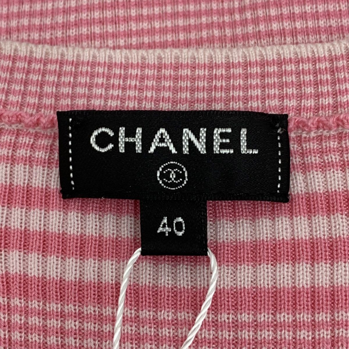 Chanel Chanel Pink Striped Logo Embroidered Cotton Knit Tank Top Size M / US 6-8 / IT 42-44 - 5 Thumbnail