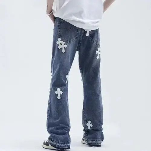 Japanese Brand × Jean High street hip hop cross patch bootcut jeans Size US 32 / EU 48 - 3 Thumbnail