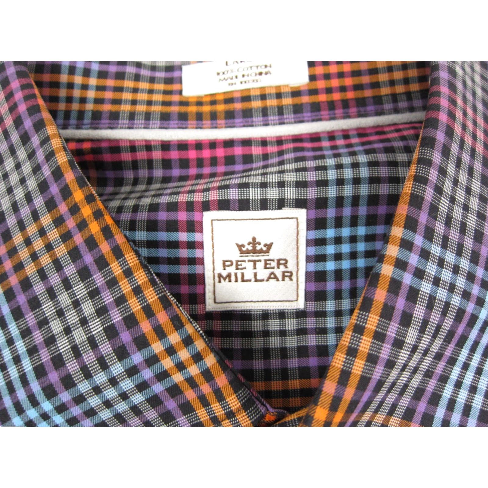 Peter Millar Peter Millar Shirt Adult Large Pink Purple Blue Cotton Colorful Mens Button Up Size US L / EU 52-54 / 3 - 4 Thumbnail
