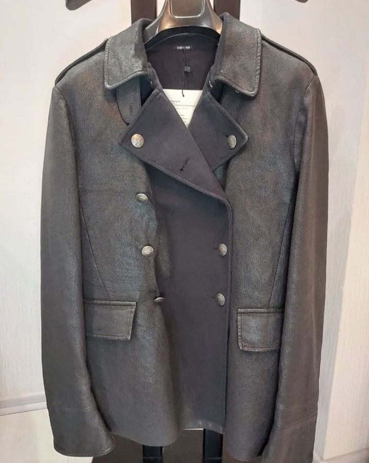 image of Maison Margiela Double Breasted Combined Officer Jacket in Black, Men's (Size Medium)