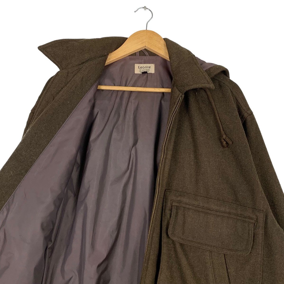 Japanese Brand LEONTE Olive Hooded Wool Bomber Jacket #1103-C50 Size US M / EU 48-50 / 2 - 10 Thumbnail