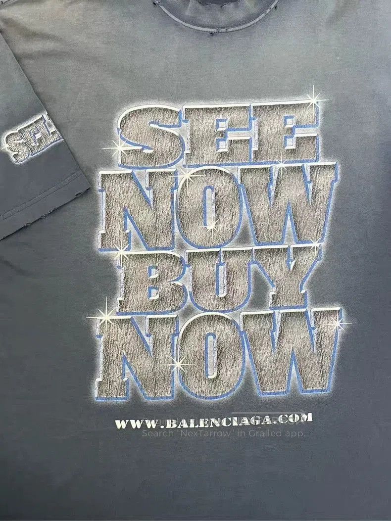 Balenciaga 24FW Distressed Diamond SNBN Tee.