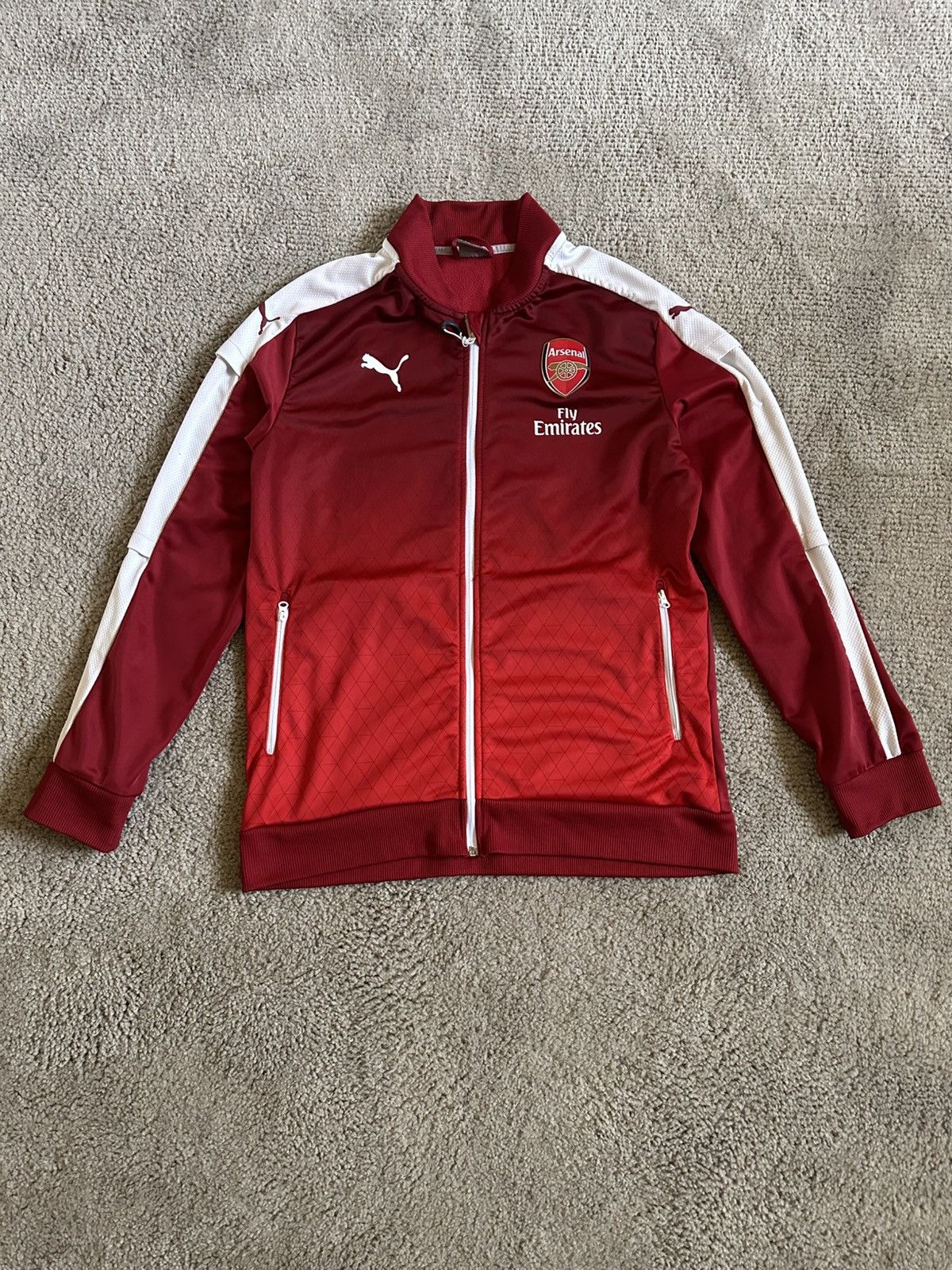 Arsenal Puma Track Jacket Mens Medium Full Zip Red Premier