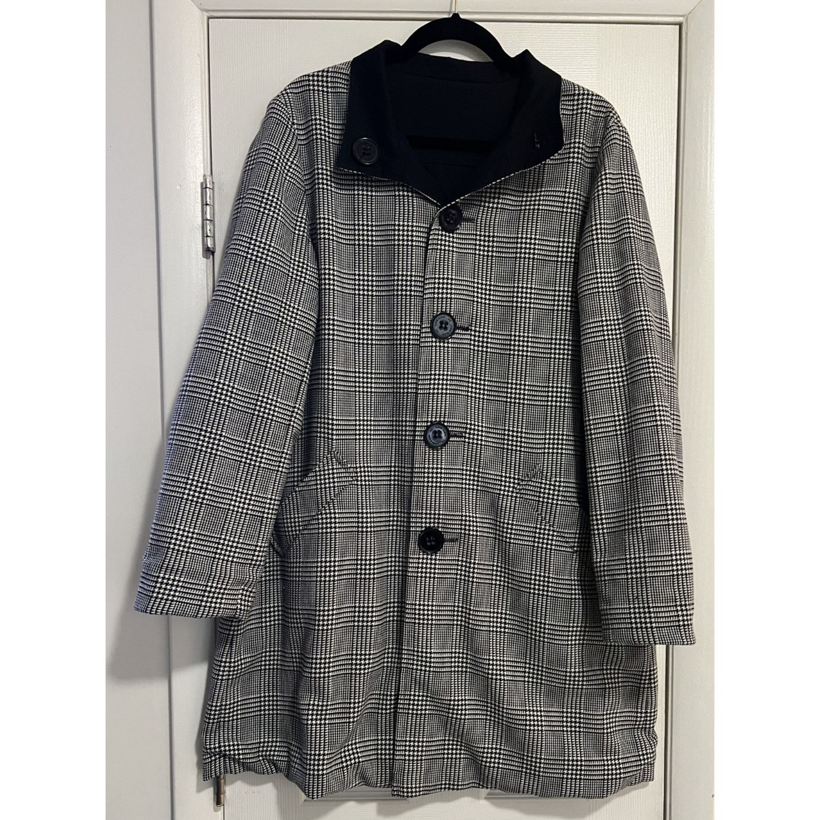 Anne Klein Anne Klein Reversible Plaid Black Trench Coat Womens Large Size L / US 10 / IT 46 - 1 Thumbnail