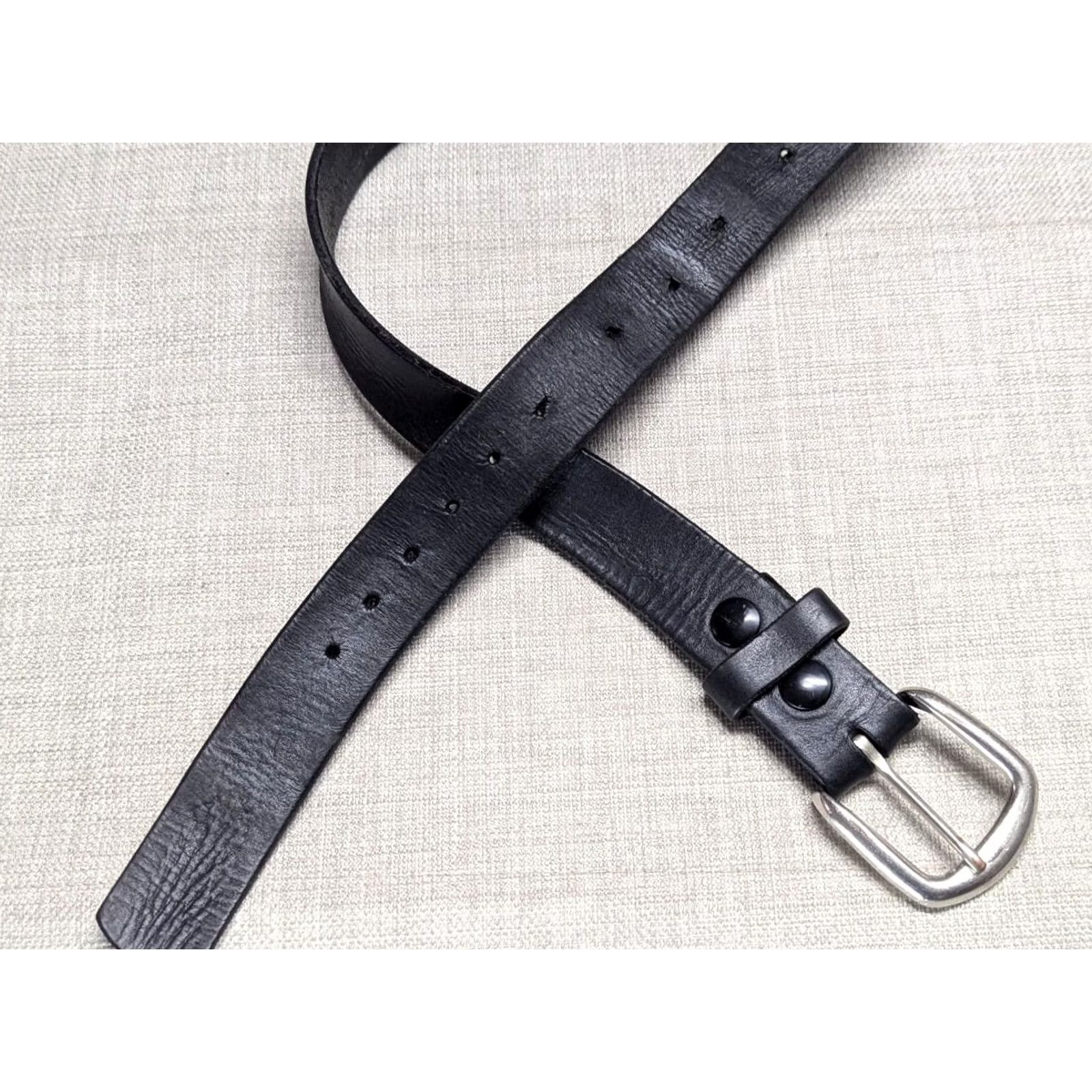 Vintage VINTAGE USA MADE WESTERN BUCKLE BELT 56 BLACK COWHIDE FULL GRAIN LEATHER style Store Belt Mens Size ONE SIZE - 2 Thumbnail