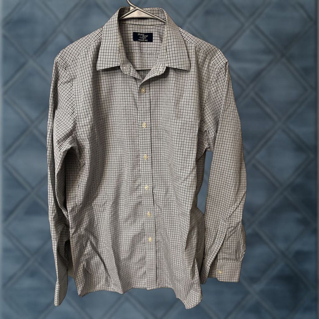 J.Crew J.CREW Men's Thompson Shirtings Long Sleeve Shirt Medium Gingham Plaid Button Front Collared Spread Midi? Size US M / EU 48-50 / 2 - 1 Thumbnail