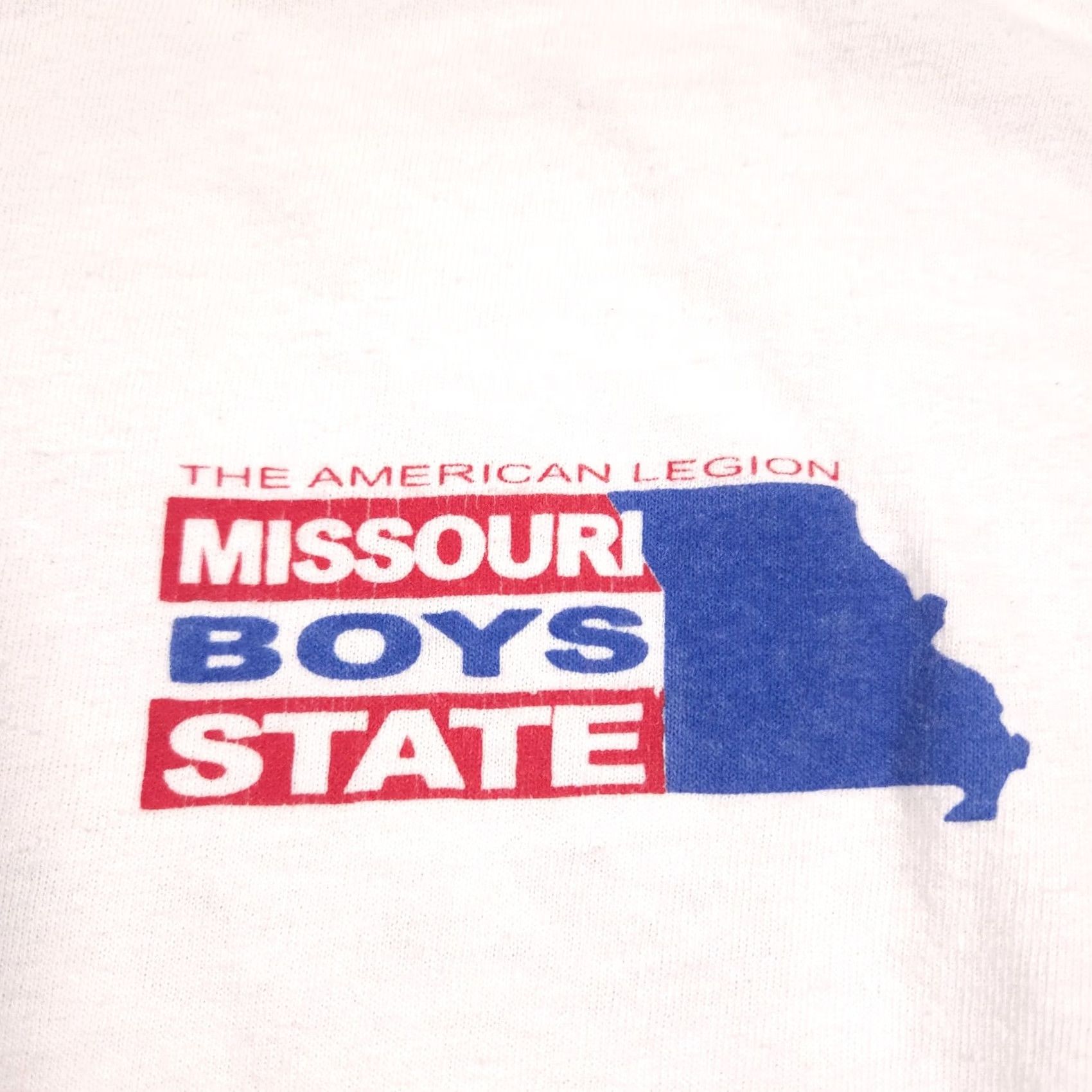 Anvil VINTAGE Missouri Boys State Shirt Mens Large White Red Blue Ringer American Legion Tee Size US L / EU 52-54 / 3 - 4 Thumbnail