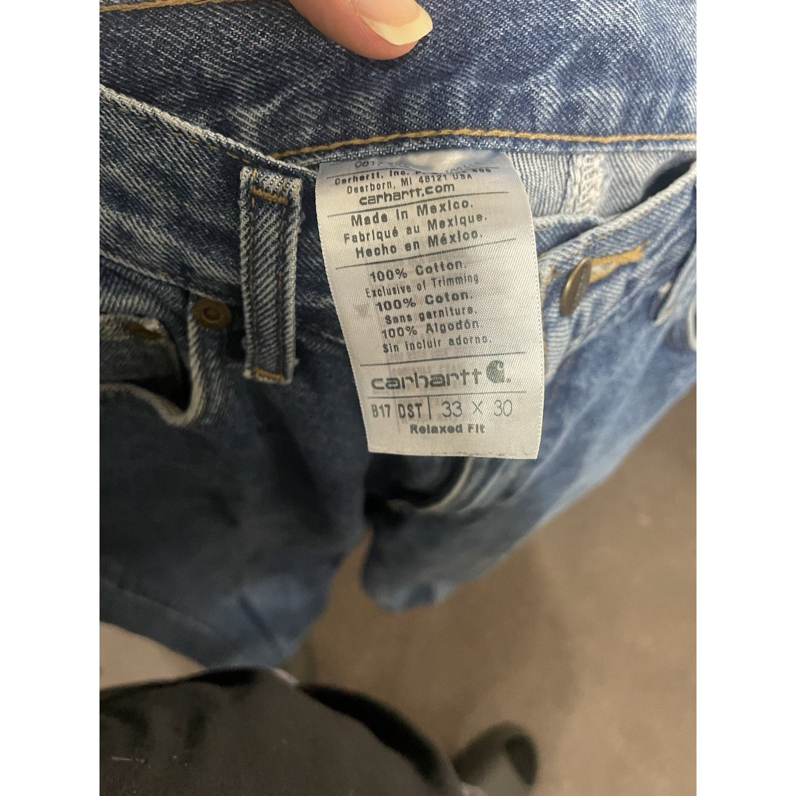 Carhartt Size 33x30- VTG Carhartt Relaxed Fit Wash Blue Work Jeans Size US 33 - 3 Thumbnail