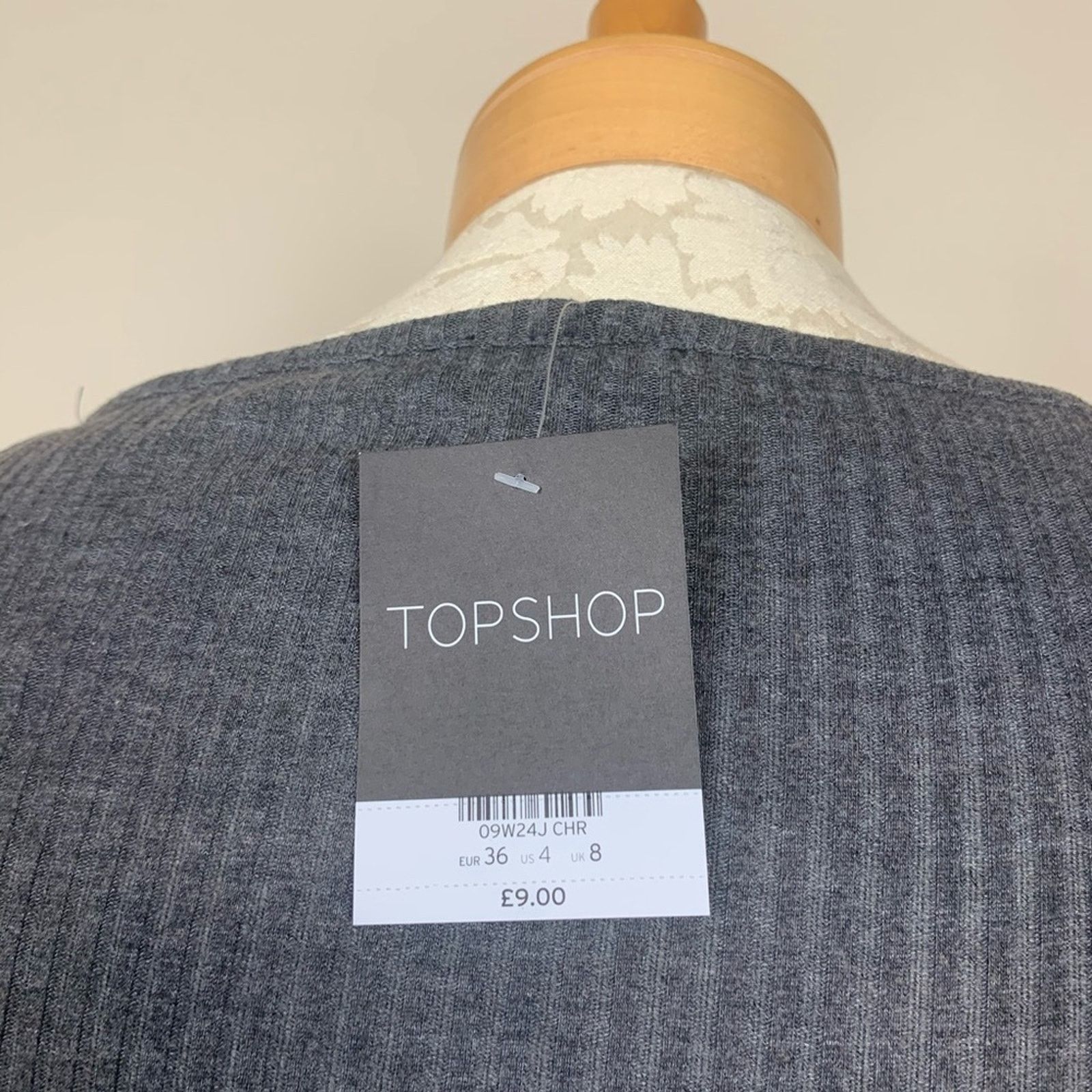 Topshop Topshop Ribbed Short Sleeve Cropped Top Gray 4 Size S / US 4 / IT 40 - 6 Thumbnail