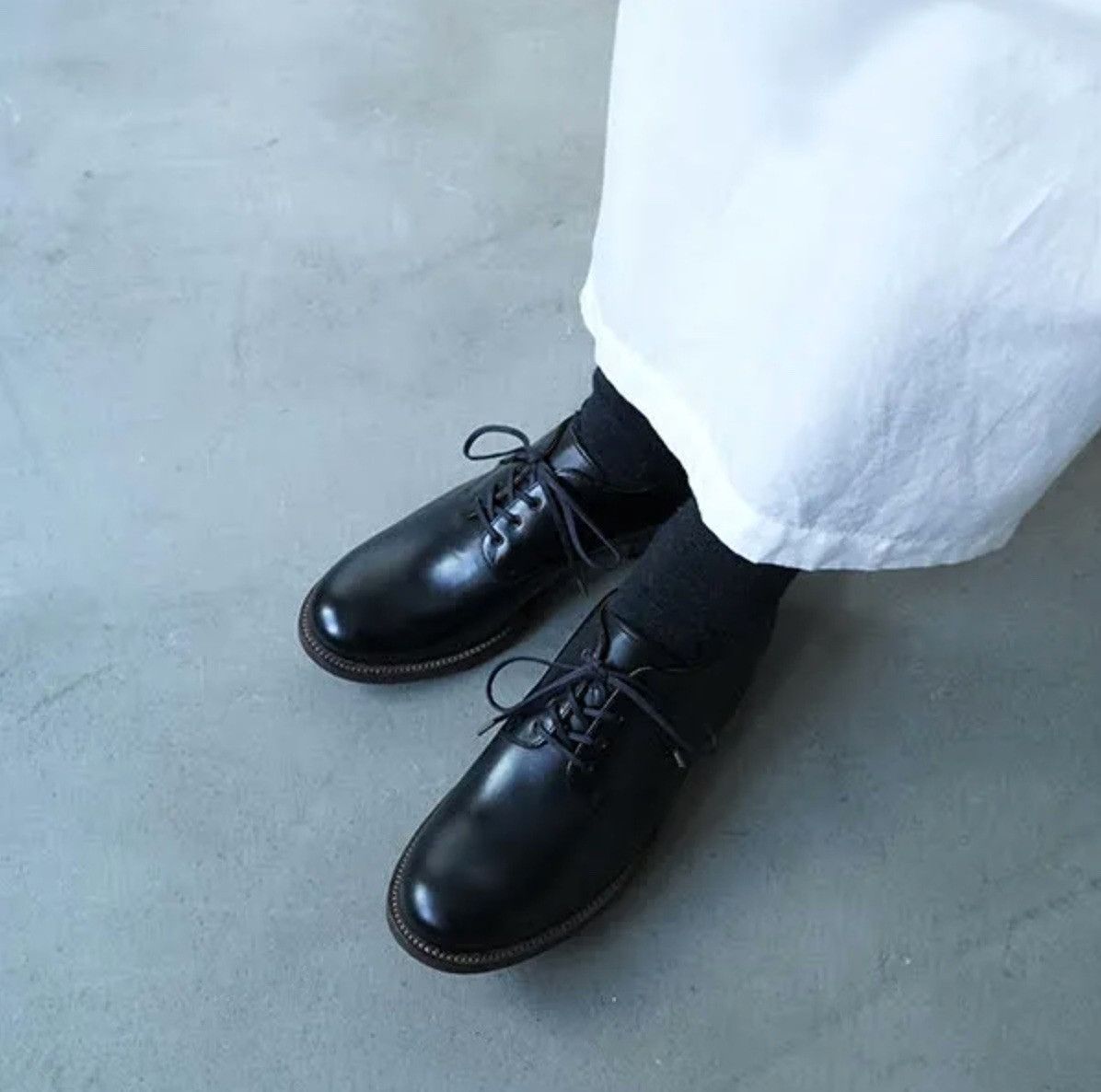 LEATHER ARTS & CRAFTS MOTO PLAIN TOE SHOES(Cordovan leather)