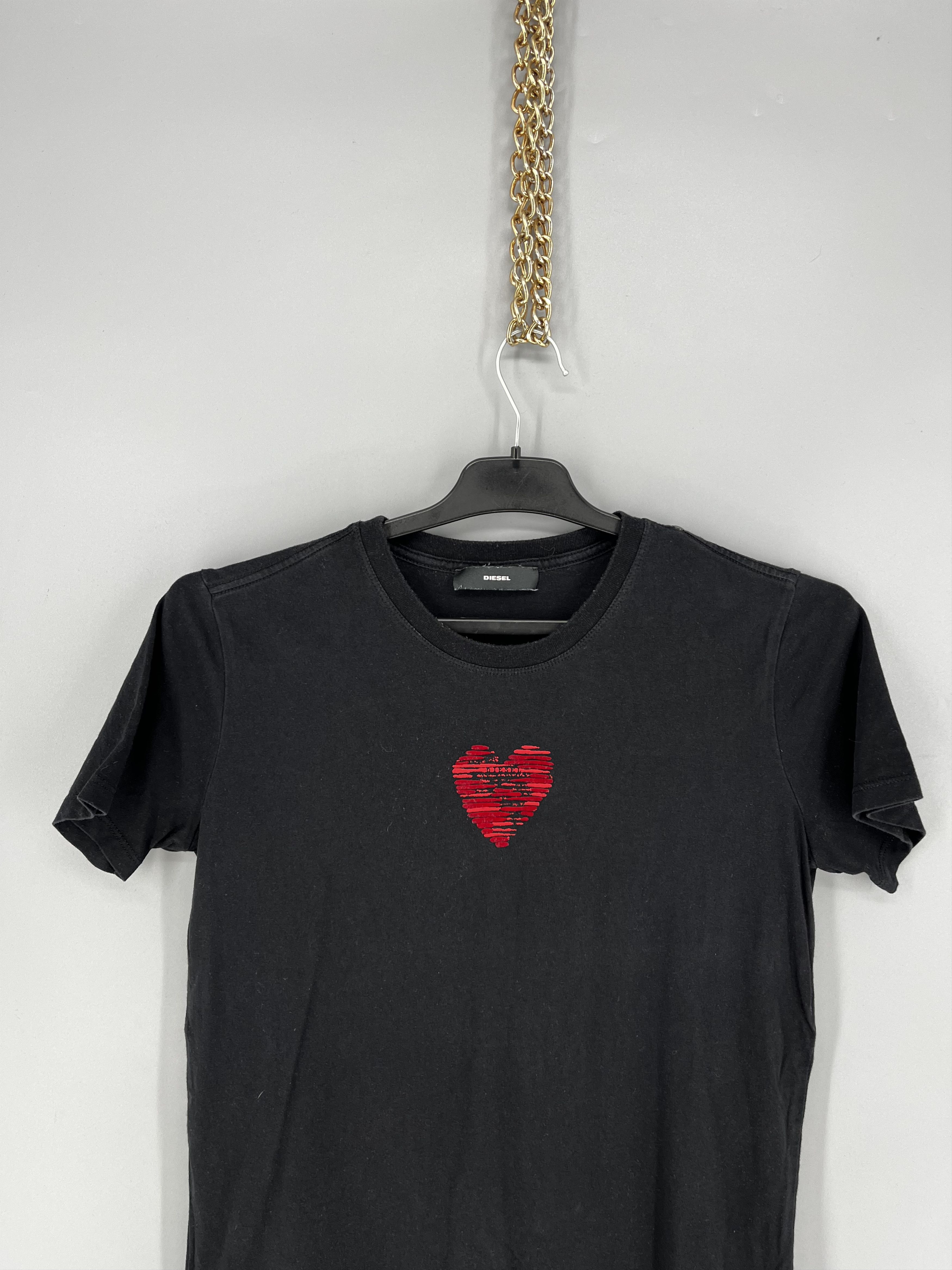 Diesel Diesel Women’s Black Tee Striped Heart Design Size S / US 4 / IT 40 - 6 Thumbnail