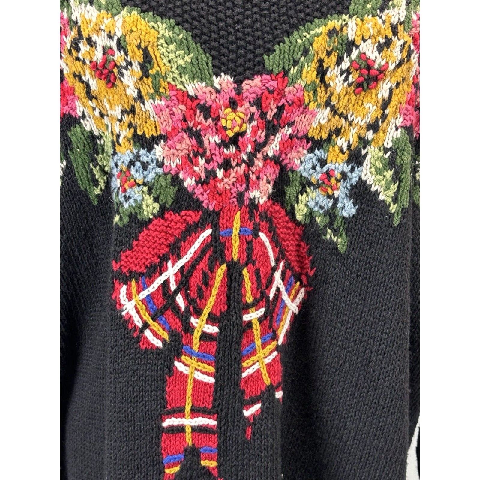 Vintage Vintage Marisa Christina Women's Sweater Pullover 2X Plus Black Floral Knit Fall Winter 90s Cottagecore Size XXL / US 16-18 / IT 52-54 - 6 Thumbnail