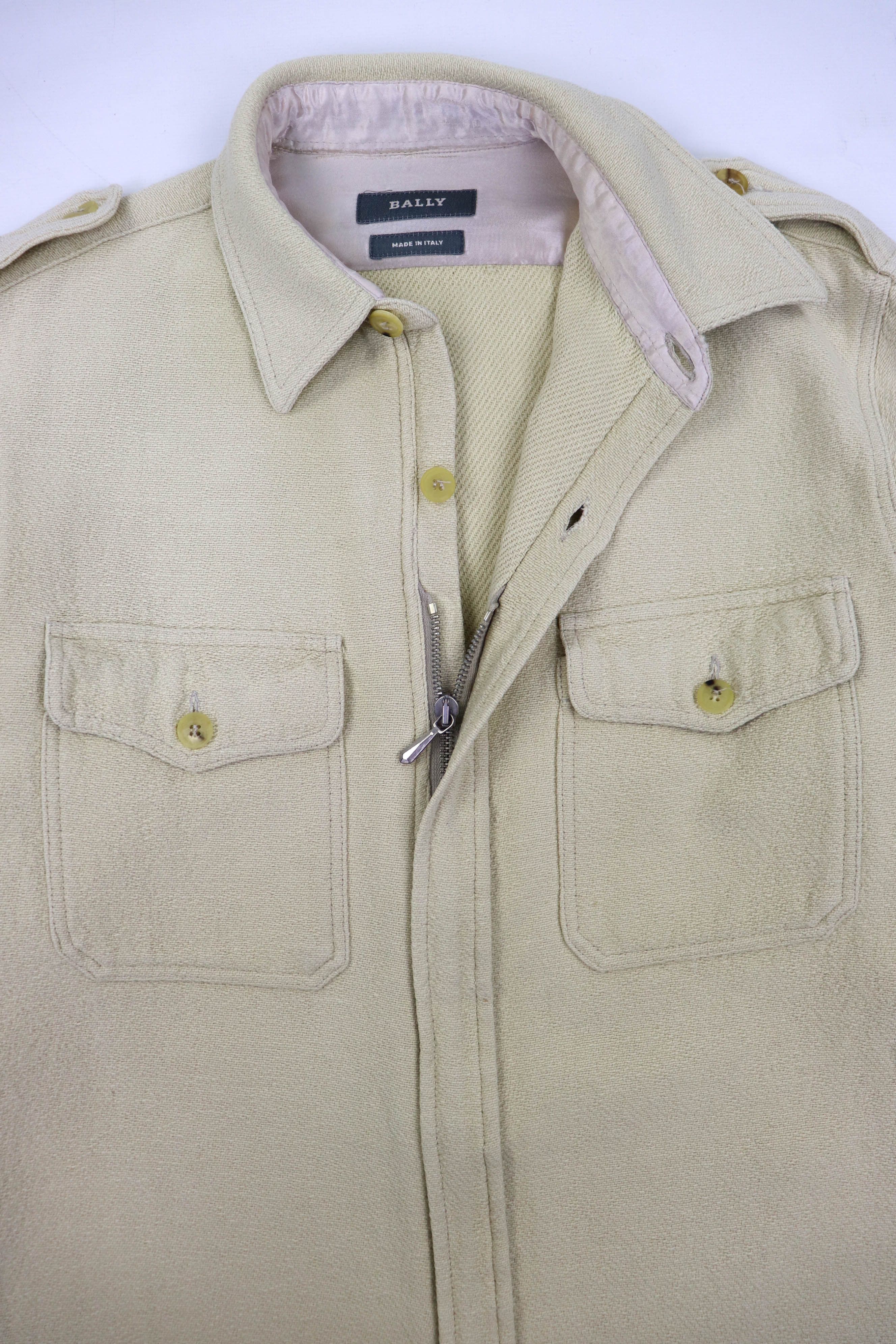 Bally BALLY Vintage Made in Italy Light Beige Zip Overshirt Size US M / EU 48-50 / 2 - 6 Thumbnail