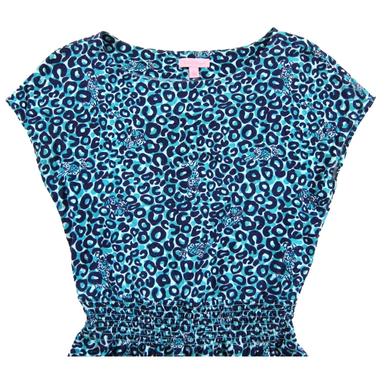 Lilly Pulitzer Lilly Pulitzer Blue Leopard Print Jersey Stretch Cap Sleeve Sheath Dress Small Size S / US 4 / IT 40 - 4 Thumbnail
