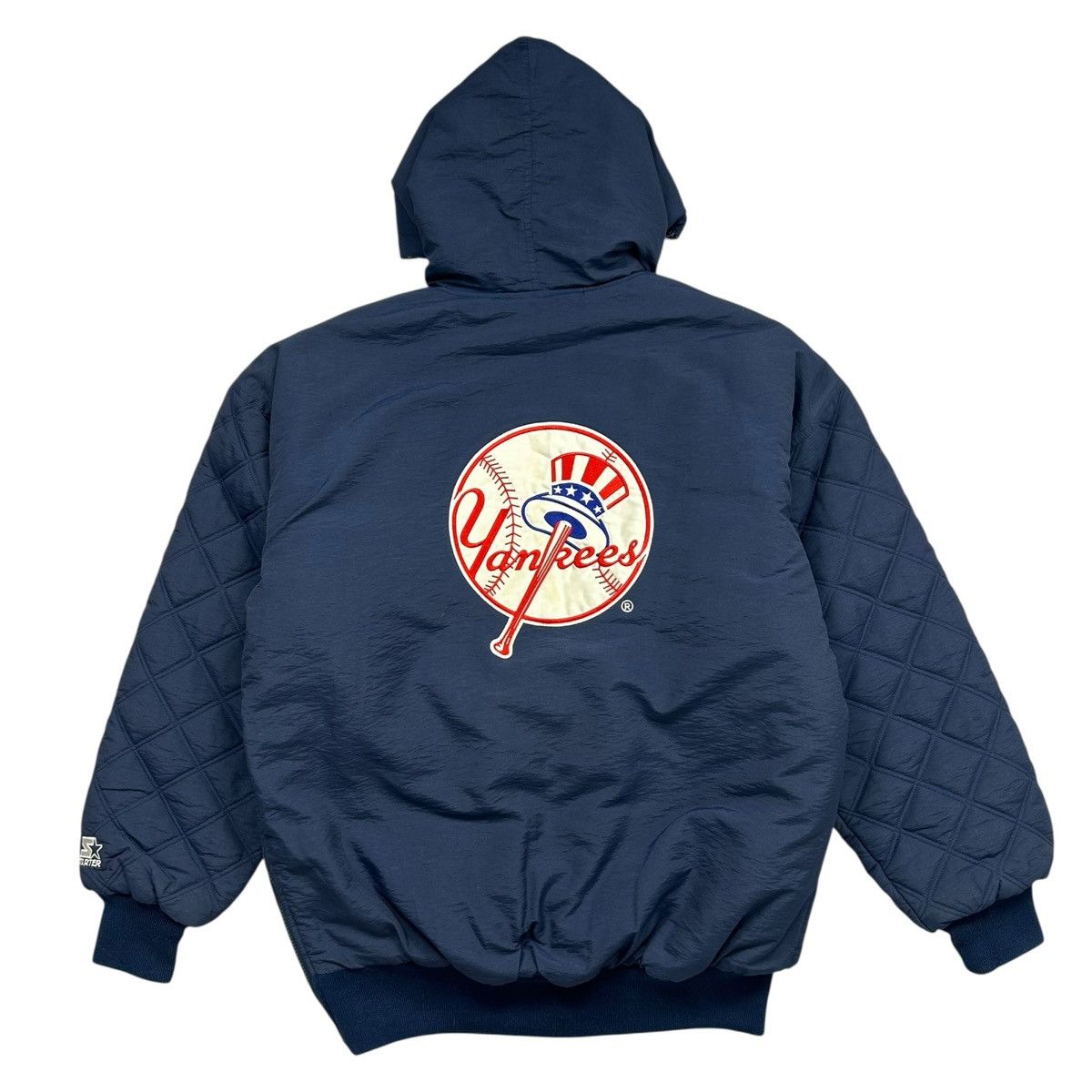 MLB 90s NEW YORK YANKEES PUFFER JACKET CEMENT LINED QUILTED Size US L / EU 52-54 / 3 - 1 Thumbnail