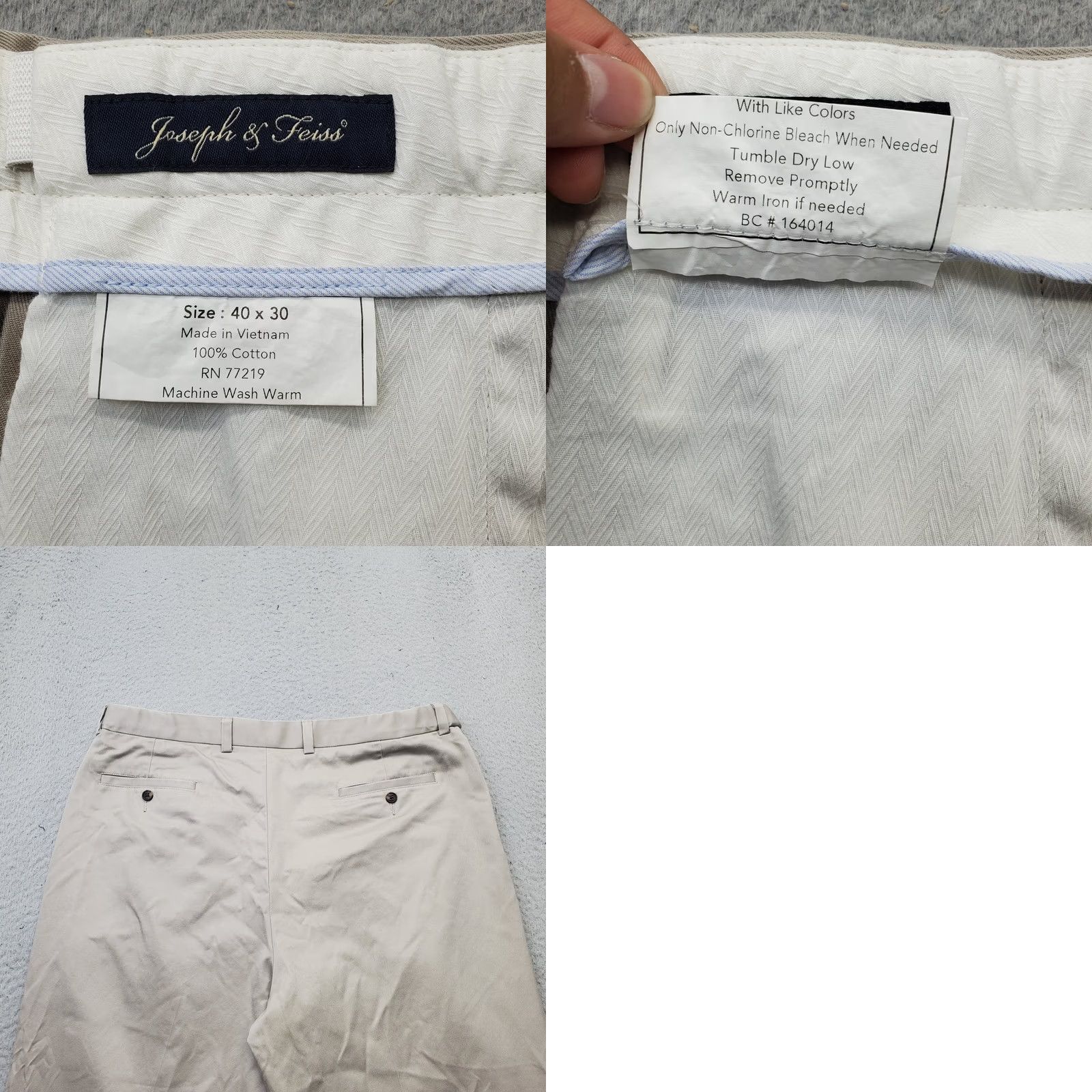 Joseph Joseph & Feiss Mens Chino Pants 40x30 Tan Pleated Low Waist Straight Leg Cuffed Shirt Size 40 Mens Size US 40 / EU 56 - 8 Thumbnail