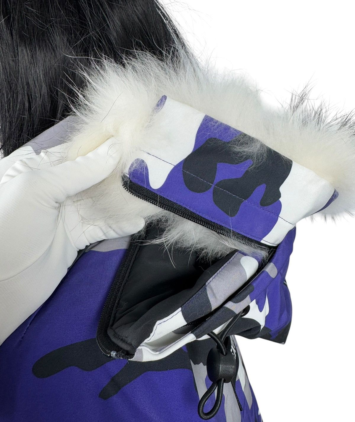 Designer Bosideng Camouflage Extreme Cold Down Parka Fur Trim Hooded Size S / US 4 / IT 40 - 14 Thumbnail