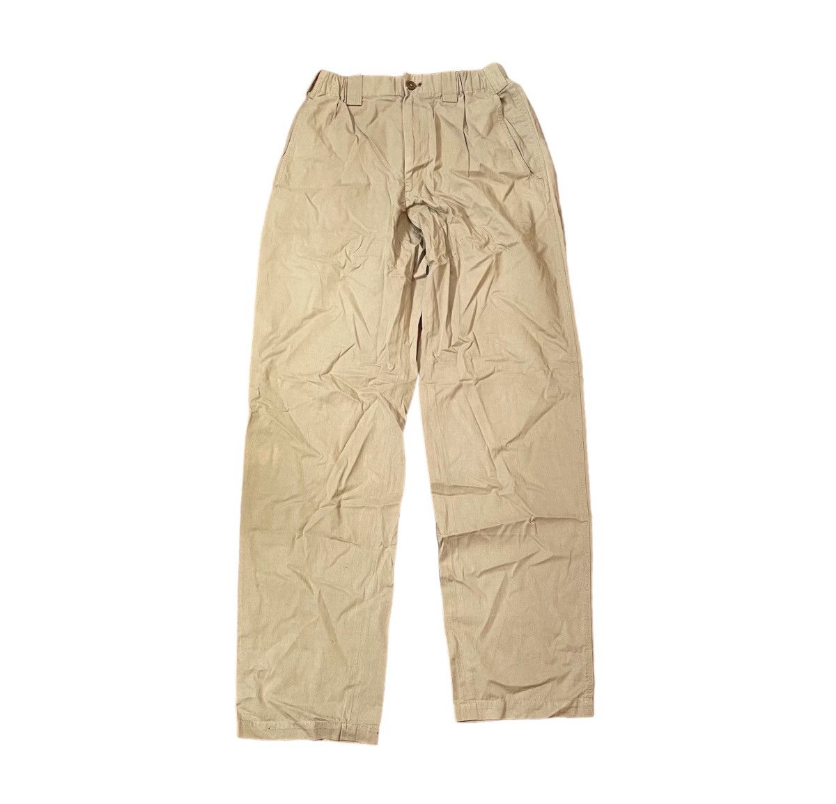 image of Yohji Yamamoto Y’S For Men Elastic Waist Straight Trousers in Cream (Size 26)