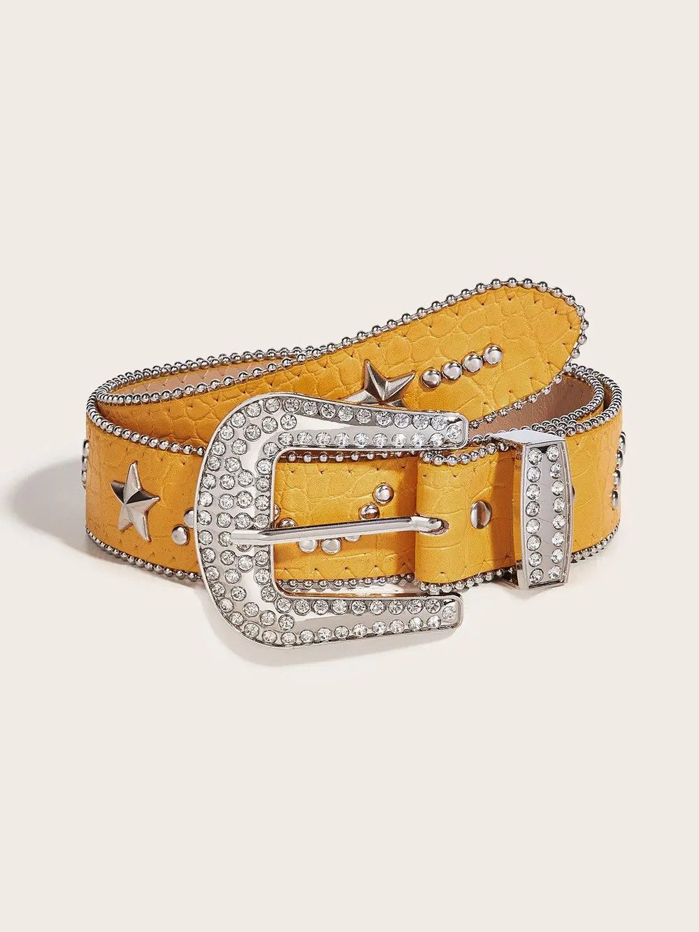 Vintage Yellow pop star studded belt Size ONE SIZE - 1 Thumbnail