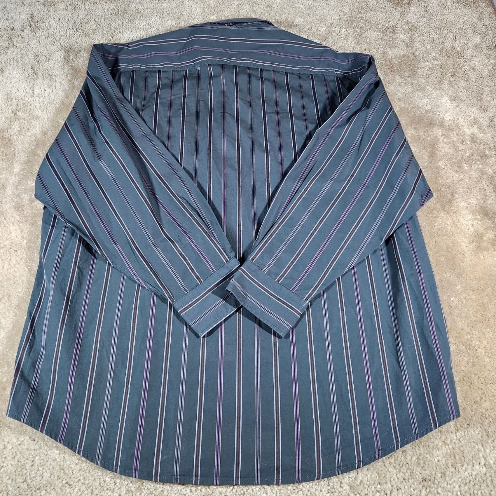 Vintage Domani Uomo Shirt Flip Cuff XL Green Striped Cotton Button-Up Men's Size US XL / EU 56 / 4 - 5 Thumbnail