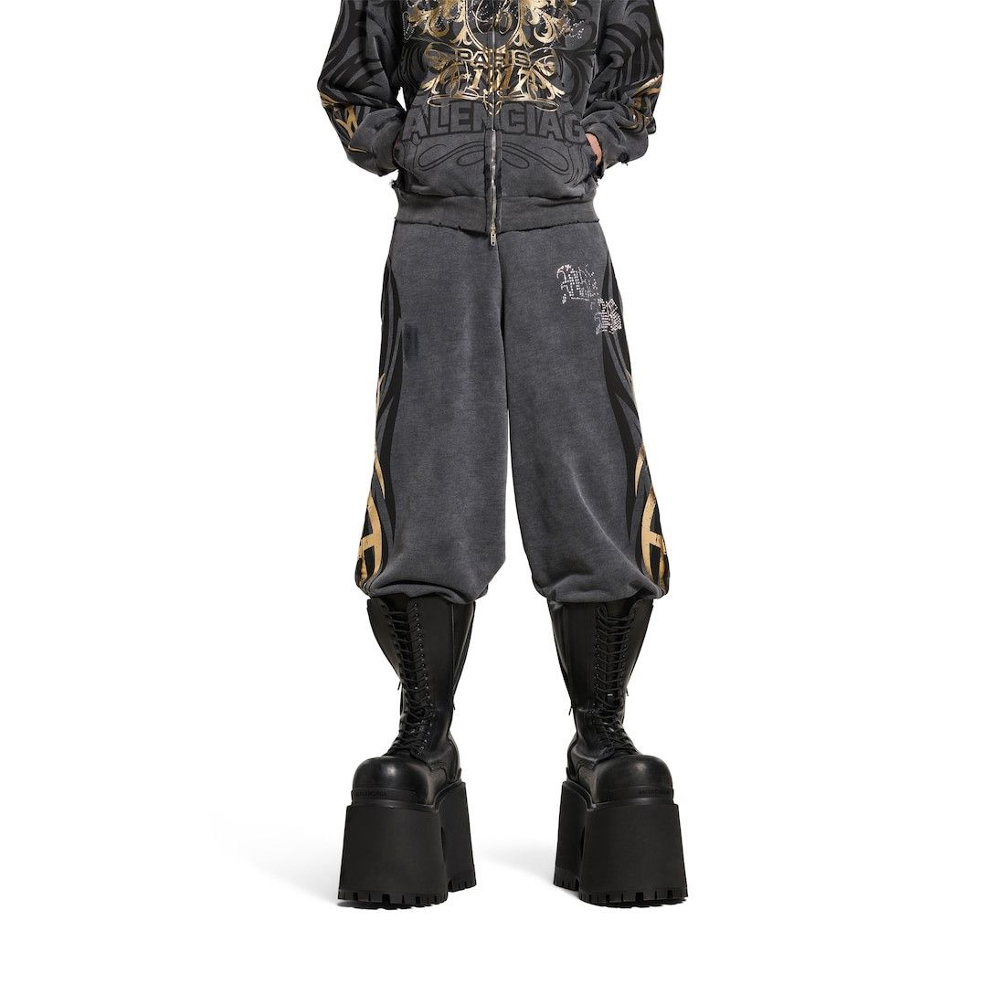 Balenciaga o1tr1nto0426 Tacky Gold Baggy Sweatpants & Joggers in Black Size US 34 / EU 50 - 4 Thumbnail