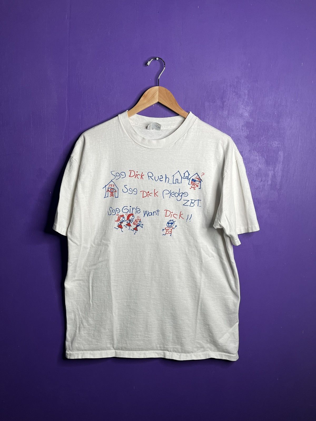 Vintage Vintage 90s “See girls want dick!” Frat rush t-shirt Size US XL / EU 56 / 4 - 1 Thumbnail
