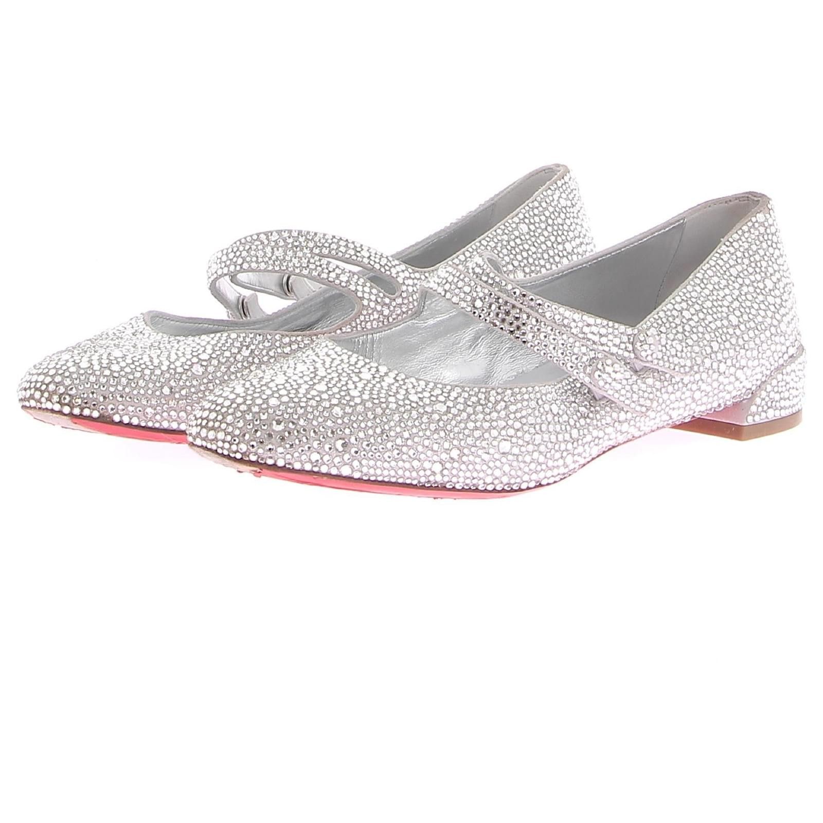Christian Louboutin o1s1wg110225 Flats in Silver Size US 8 / IT 38 - 1 Thumbnail