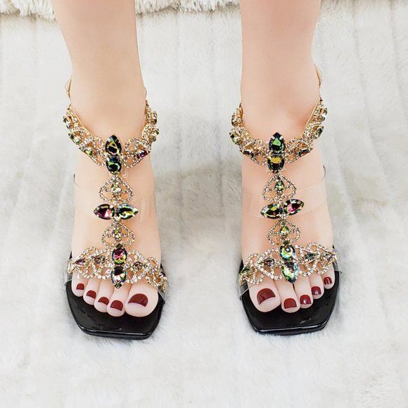 Other Breezy Jewels Rhinestone 4" High Heel Sandals Prom Wedding P Size US 6.5 / IT 36.5 - 4 Thumbnail