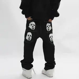 Japanese Brand FACES Graphic Painted Black Denim Jeans Size US 32 / EU 48 - 5 Thumbnail