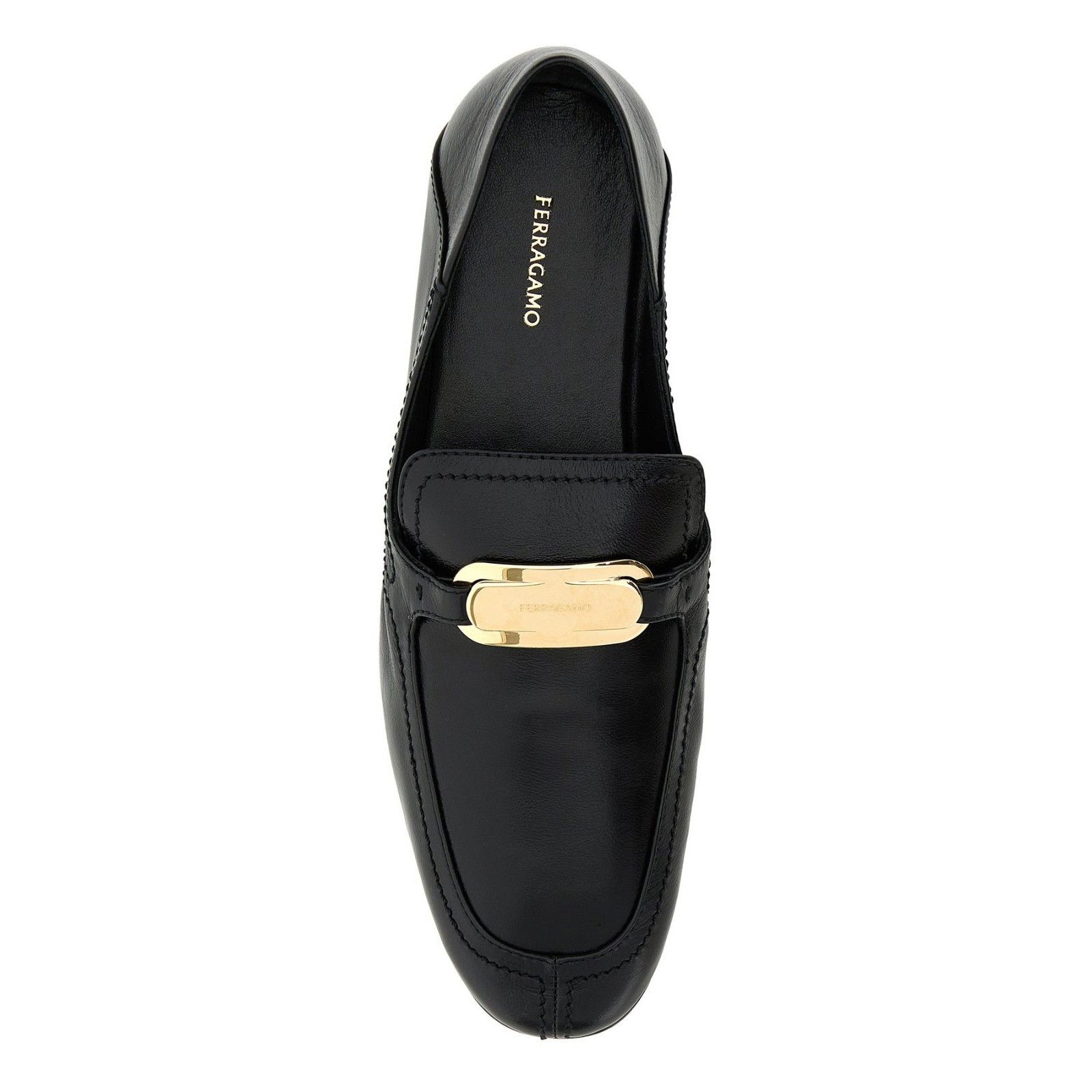 FERRAGAMO Elaine Black Leather Loafers New & Authentic (Wome