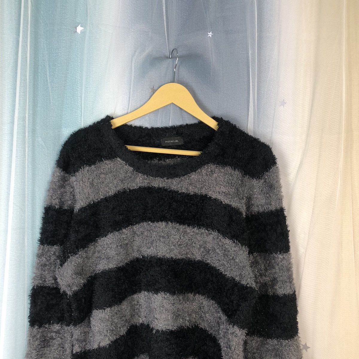 Homespun Knitwear × Japanese Brand × OVER THE STRiPES Over The Stripes Shaggy Striped Mohair Sweater #883 Size M / US 6-8 / IT 42-44 - 2 Thumbnail
