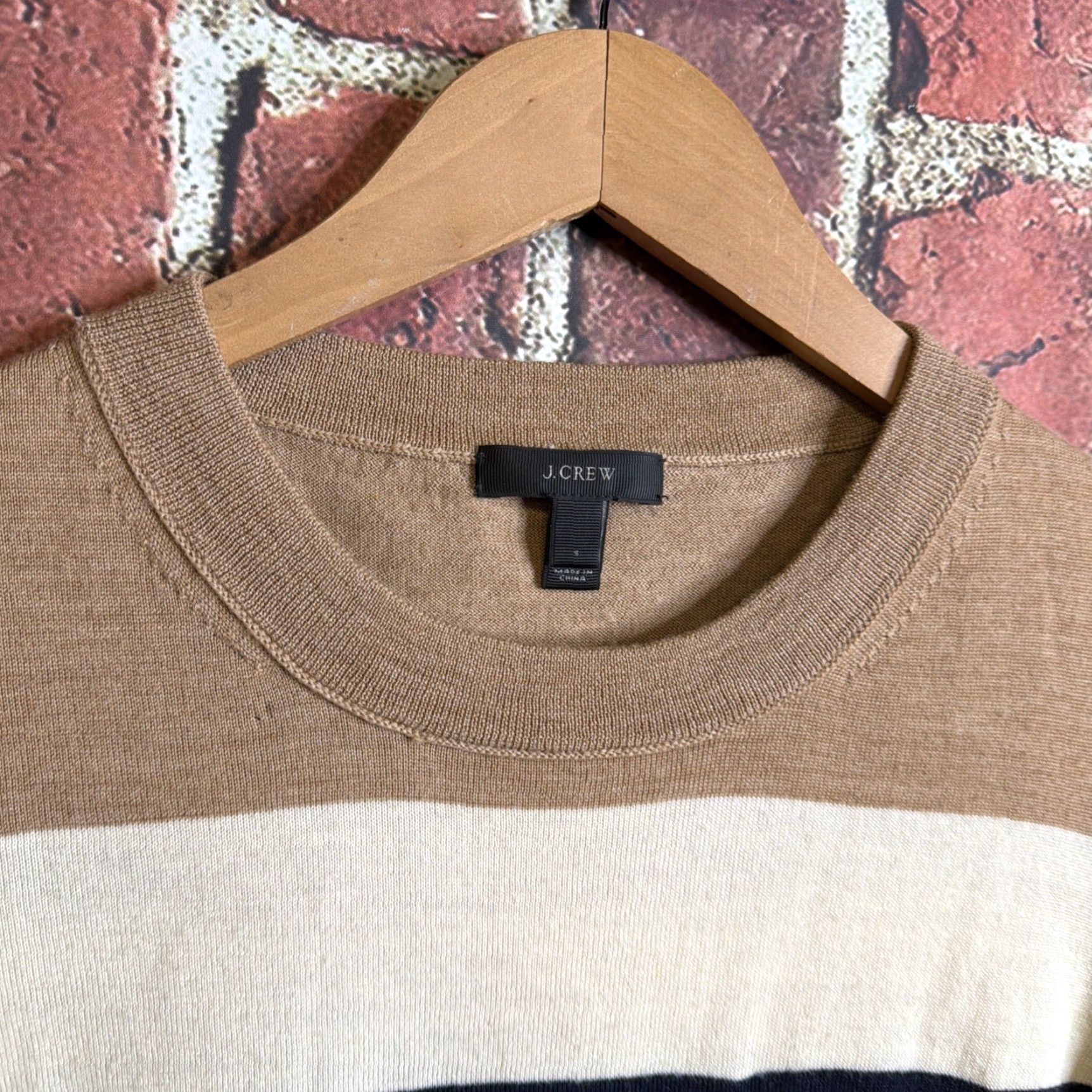 J.Crew J. Crew Womens Striped Small Merino Wool Sweater Beige Blue Pullover Multicolor Colorful Wool Pattern Womens Size S Clothing Size S / US 4 / IT 40 - 2 Thumbnail