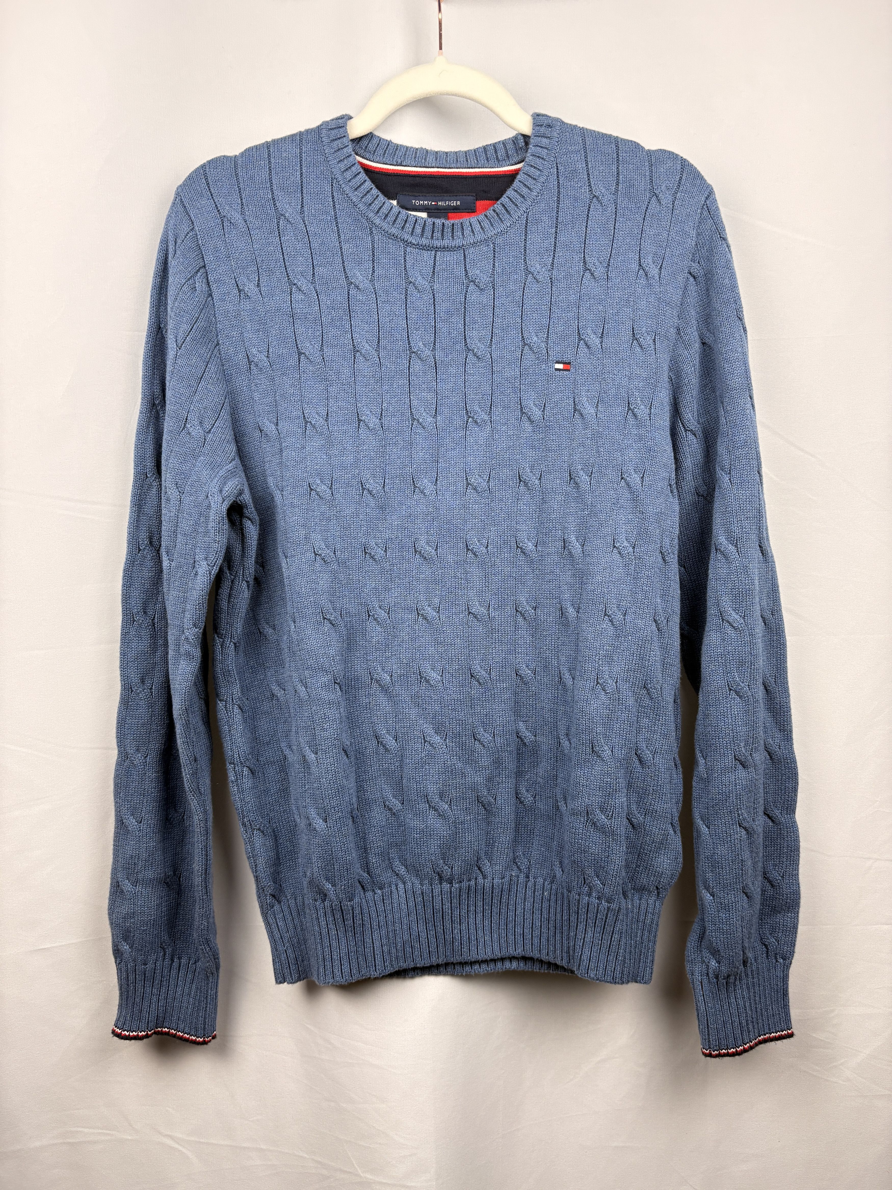 Tommy Hilfiger Tommy Hilfiger Cable Knit Sweater Blue Crewneck Logo Cotton Size US M / EU 48-50 / 2 - 1 Thumbnail