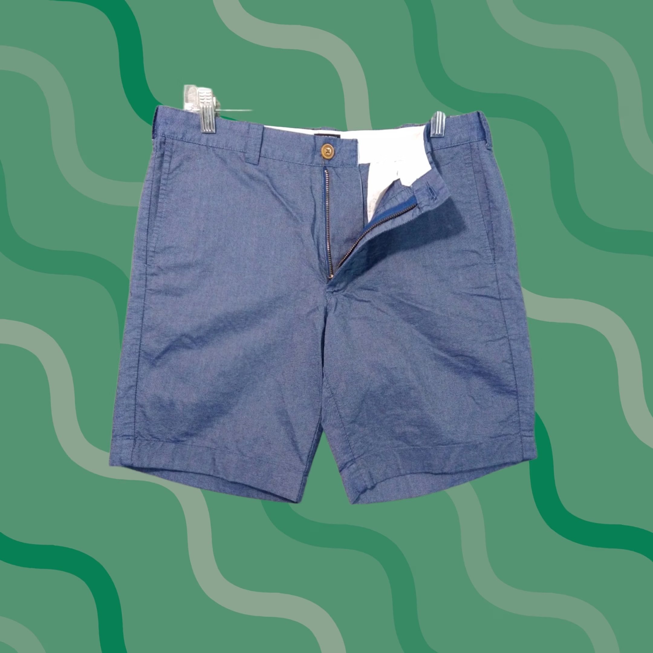 J.Crew J.CREW Shorts Mens 32 Blue Gramercy Chambray Flat Front Mid Rise Cotton Preppy Shirt? Size US 32 / EU 48 - 1 Thumbnail