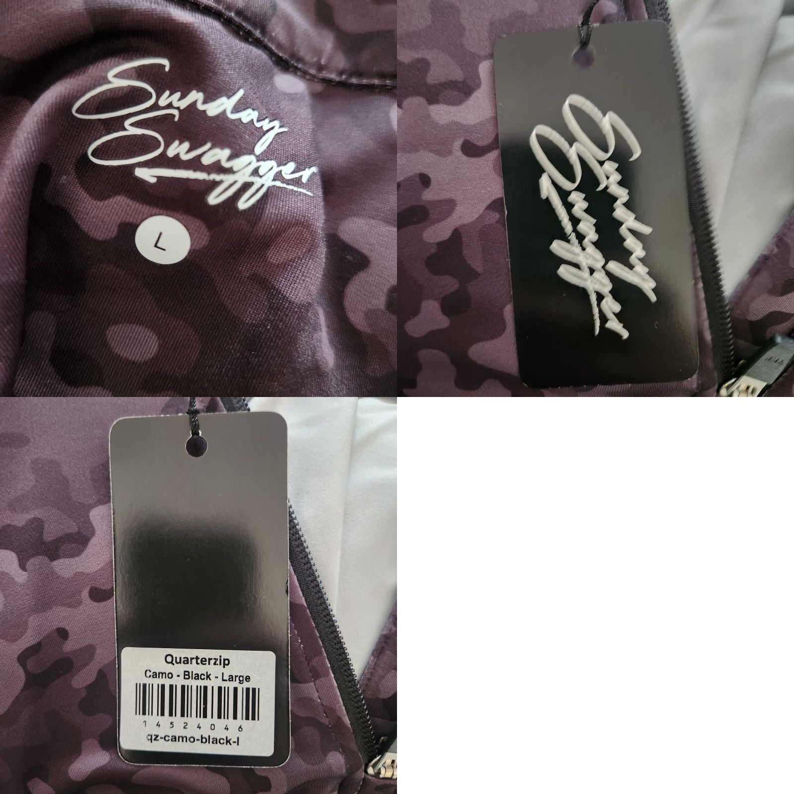 Vintage Sunday Swagger Men's Large 1/4 Zip Black Gray Camo Performance Golf Pullover New Size US L / EU 52-54 / 3 - 8 Thumbnail