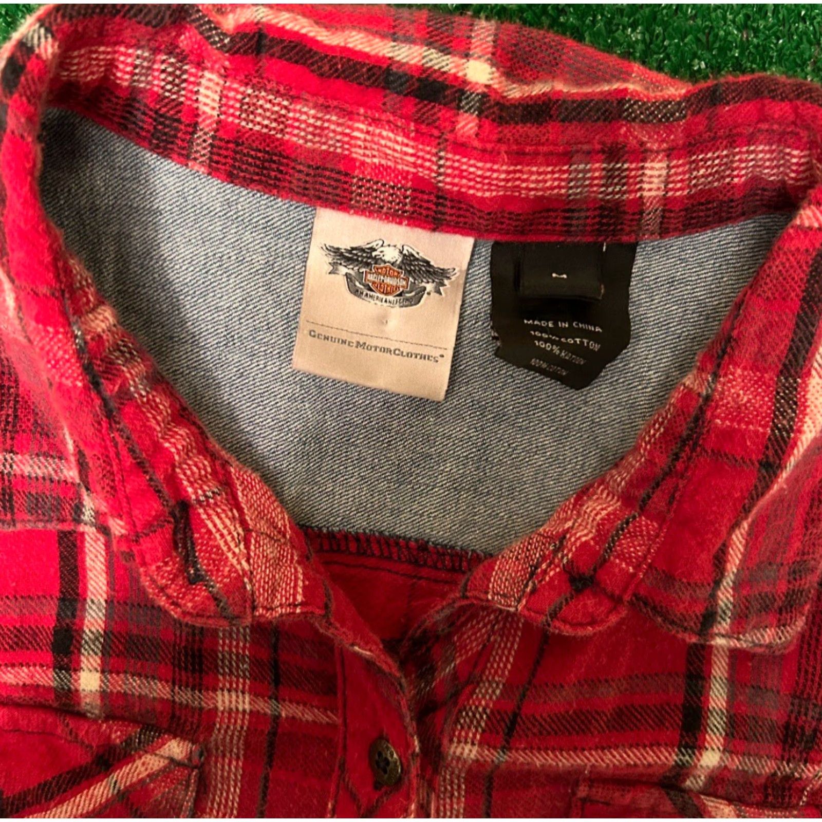 Harley Davidson VINTAGE Harley Davidson Plaid Button Down Shirt Womens Size Medium Biker USA Size M / US 6-8 / IT 42-44 - 3 Thumbnail