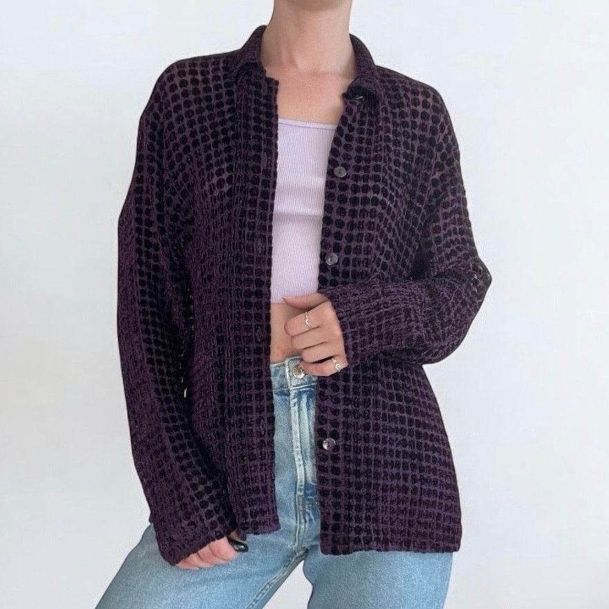 Coldwater Creek Coldwater Creek Vtg. Purple Sheer Polka Dot Button Down Size M / US 6-8 / IT 42-44 - 1 Thumbnail