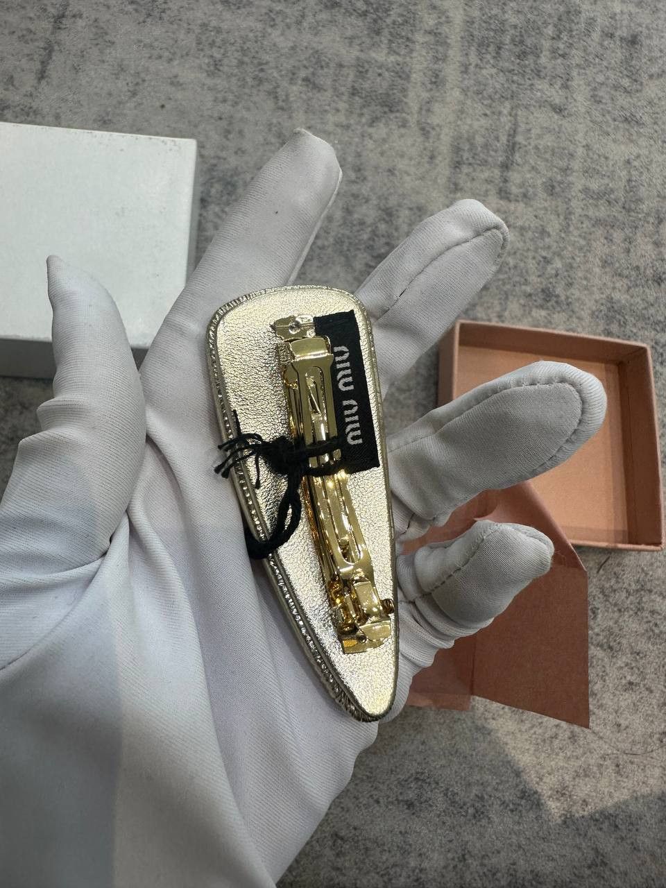 Miu Miu MIU MIU Nappa Leather Hair Clip PYRITE Size ONE SIZE - 10 Thumbnail