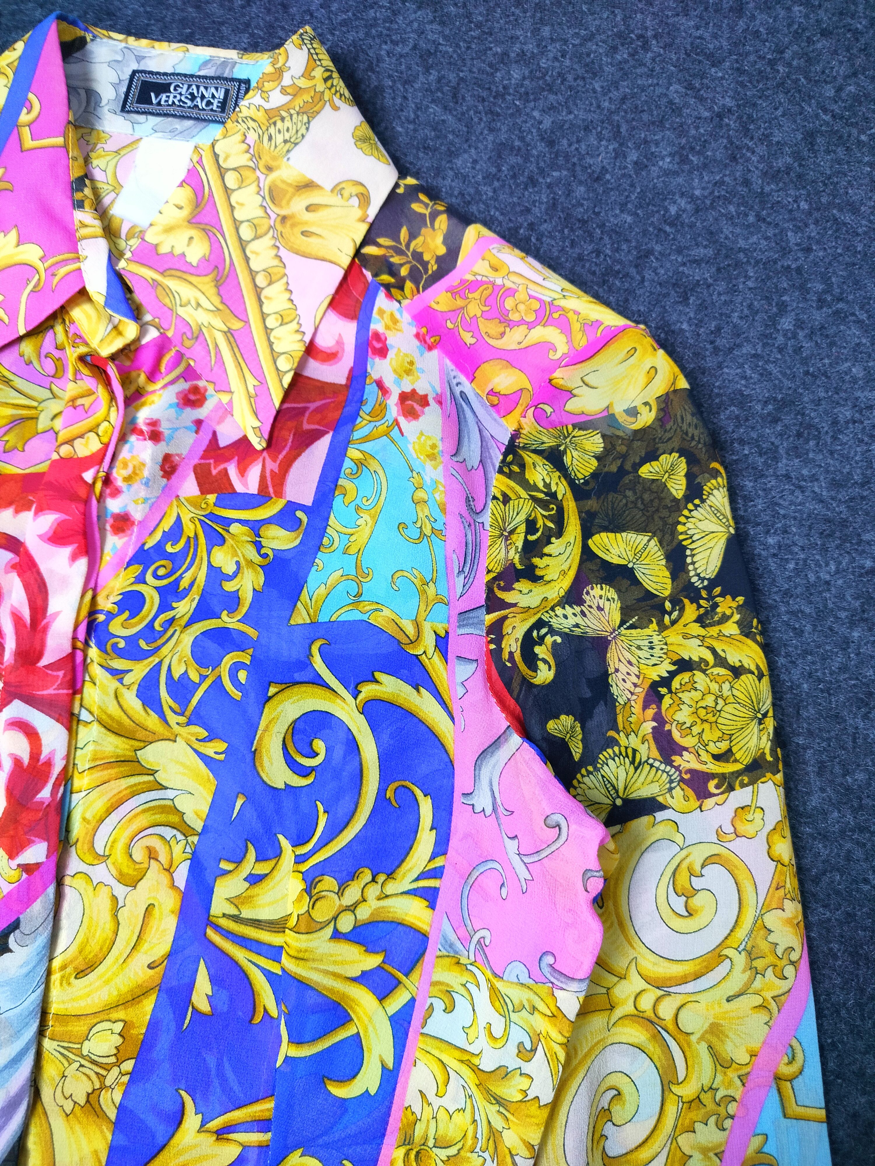 Versace 1980’s Gianni Versace Couture Barocco Colorful Print Shirt Size S / US 4 / IT 40 - 5 Thumbnail