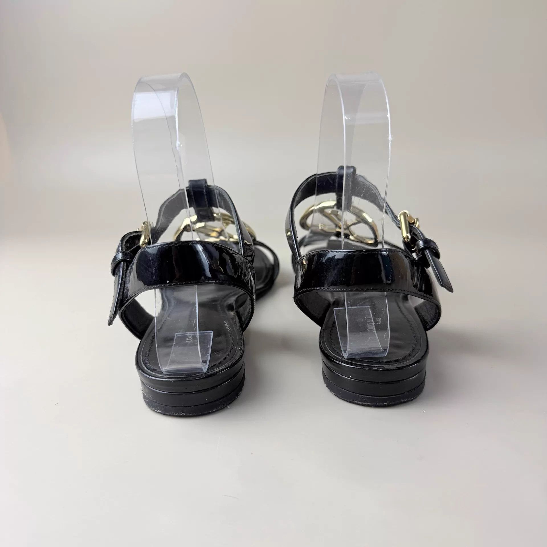 Louis Vuitton LV Black Gold Logo Strappy Sandals 36 EU Size US 5.5 / IT 35.5 - 3 Thumbnail