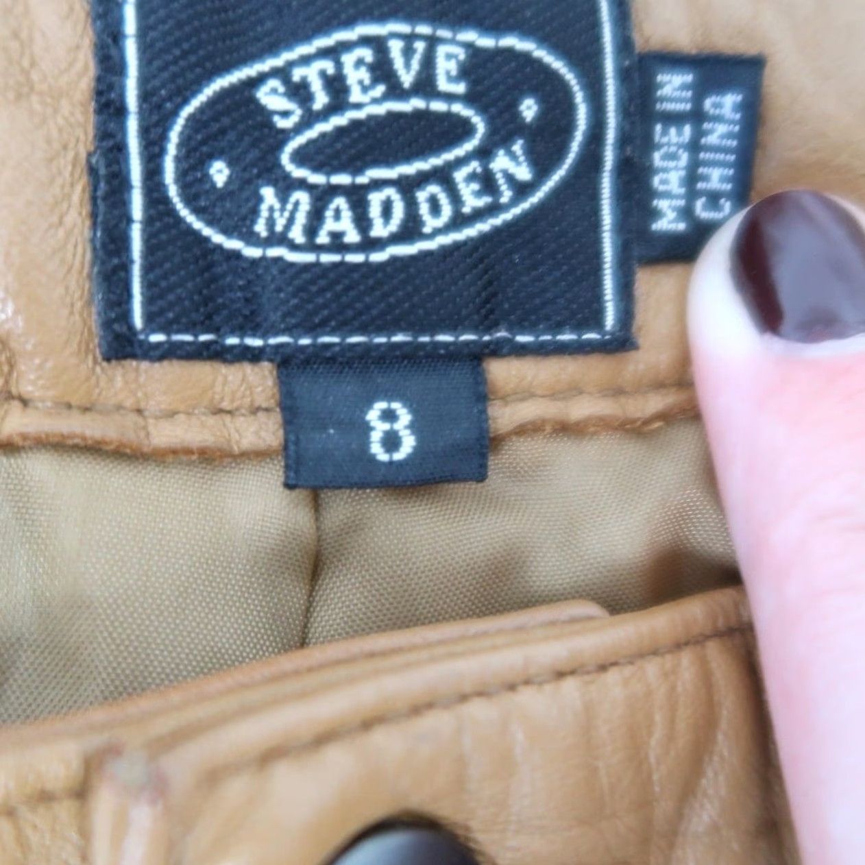 Steve Madden VINTAGE Steve Madden Leather Pants 8 Bootcut Flare Mid Rise Tan Brown Women 90s Bohemian Size 30" / US 8 / IT 44 - 4 Thumbnail